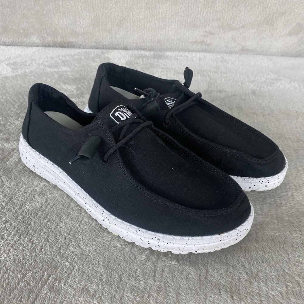 Hey Dude Wendy Slub Canvas Womens Slip On Loafer Size 7 Black Comfort Foam